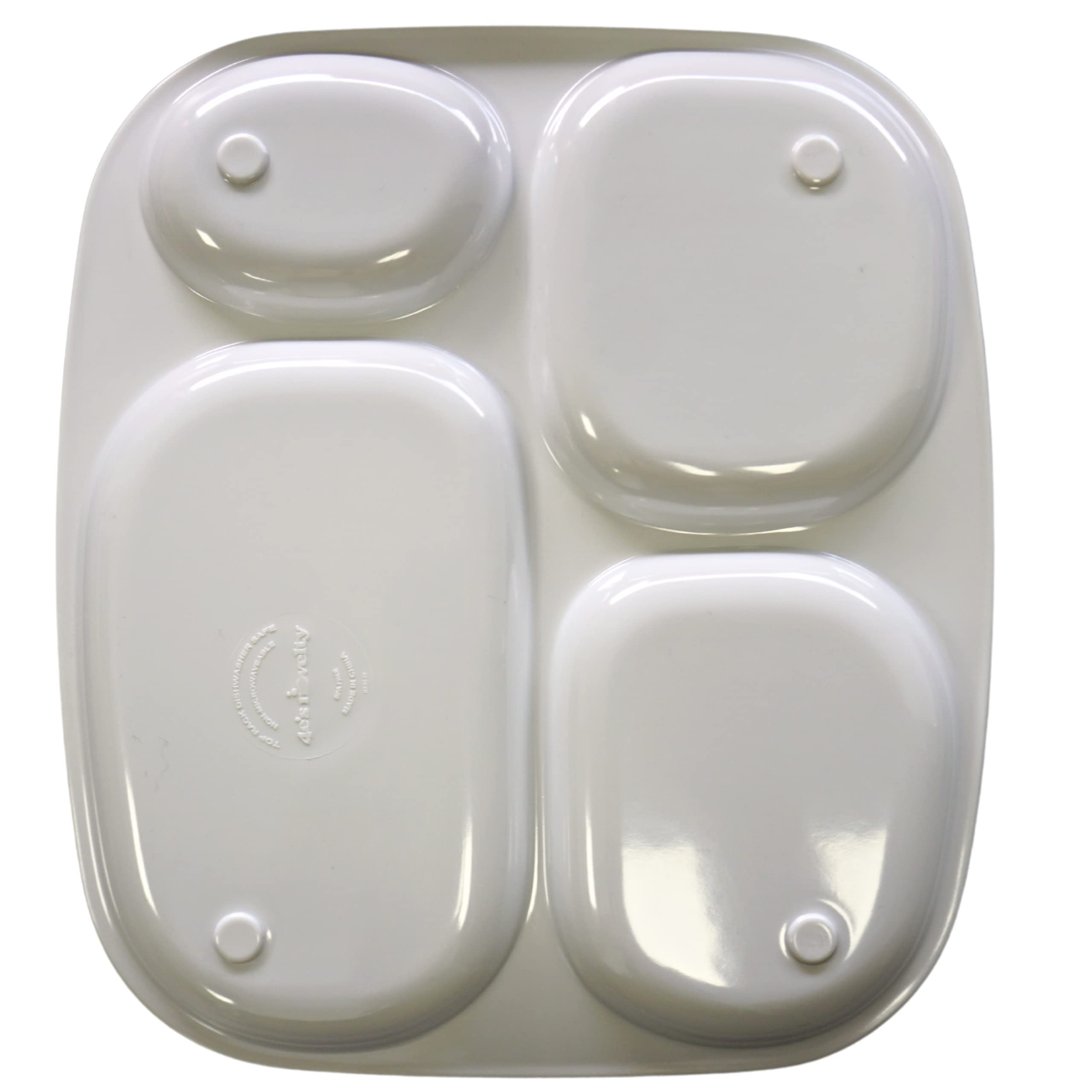 4E's Novelty four-plate set keeps snack time organized at home.