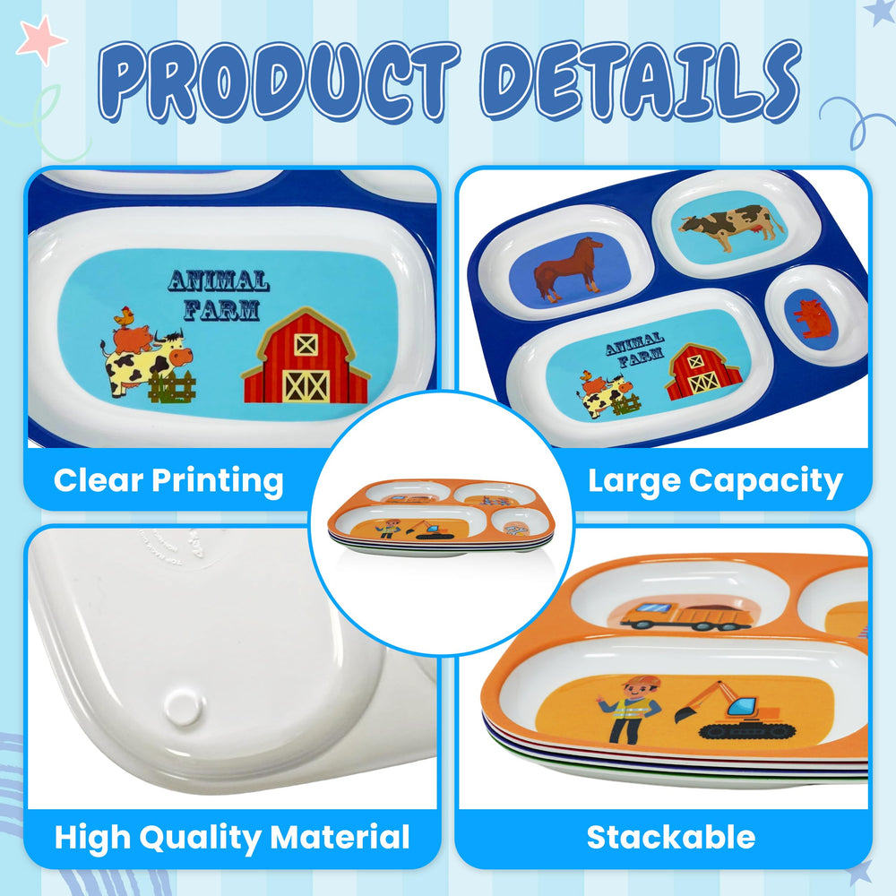 4E's Novelty melamine kids plate is durable for daily use.