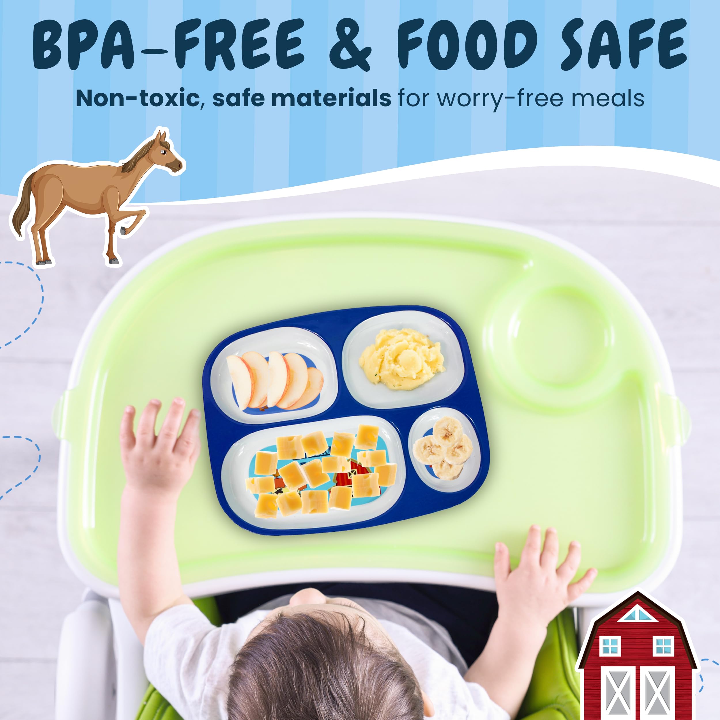 4E's Novelty top-rack dishwasher safe plate simplifies cleanup after meals.