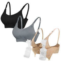 4HOW pumping bra front view enabling hands-free pumping.