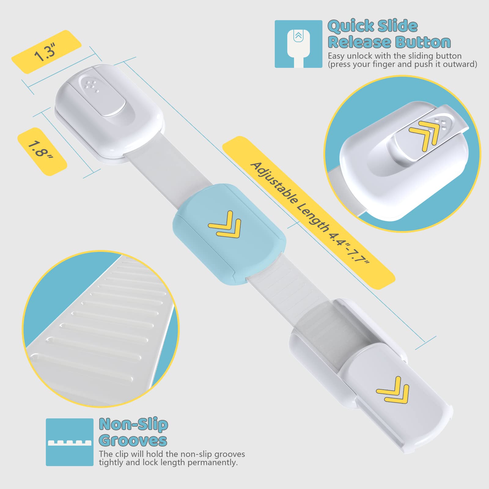 4our Kiddies extra adhesive tapes highlighted for easy removal and reuse.