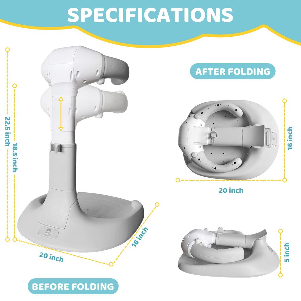 4our Kiddies adjustable-height shower stand fits growing babies.
