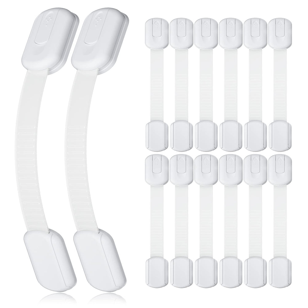4our Kiddies cabinet locks 14-pack shown for effective baby-proofing of cabinets.