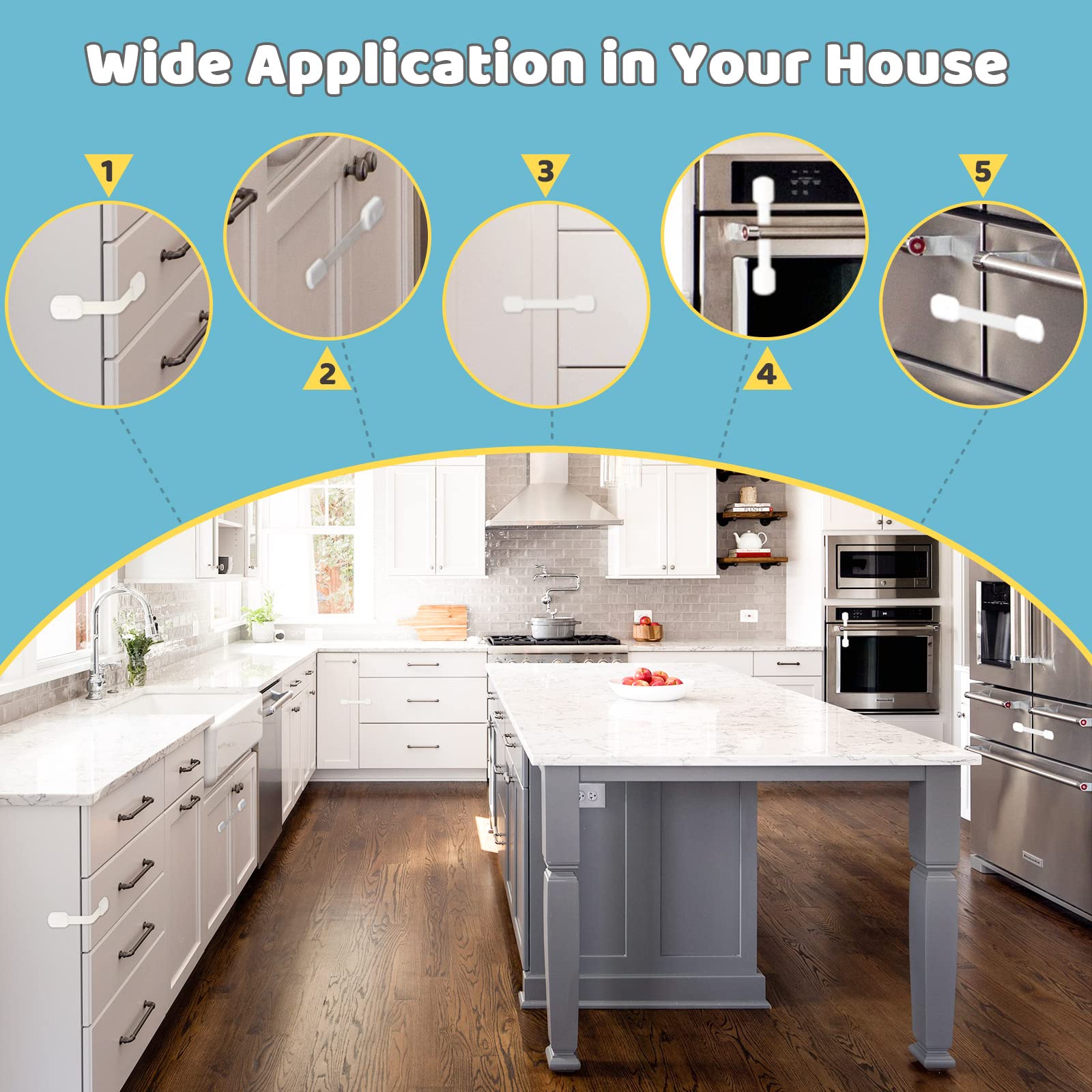 4our Kiddies cabinet locks remove cleanly with heat without leaving residue