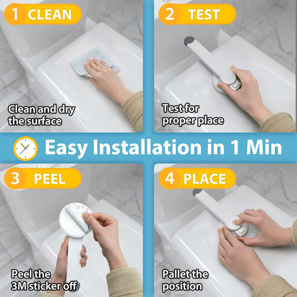 4our Kiddies no-drill installation protects toilet surfaces.