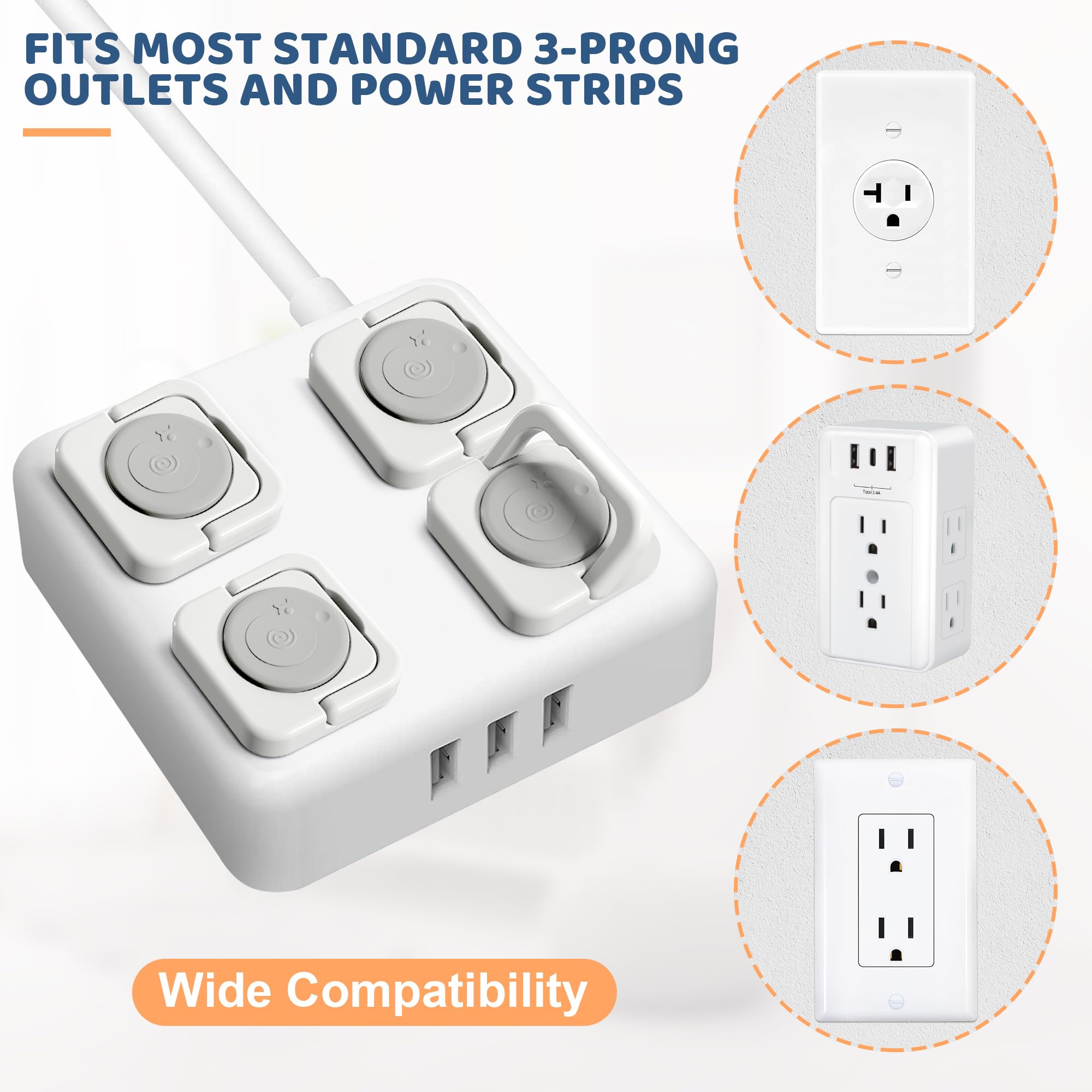 4our Kiddies white and grey socket covers blend with decor while staying discreet.