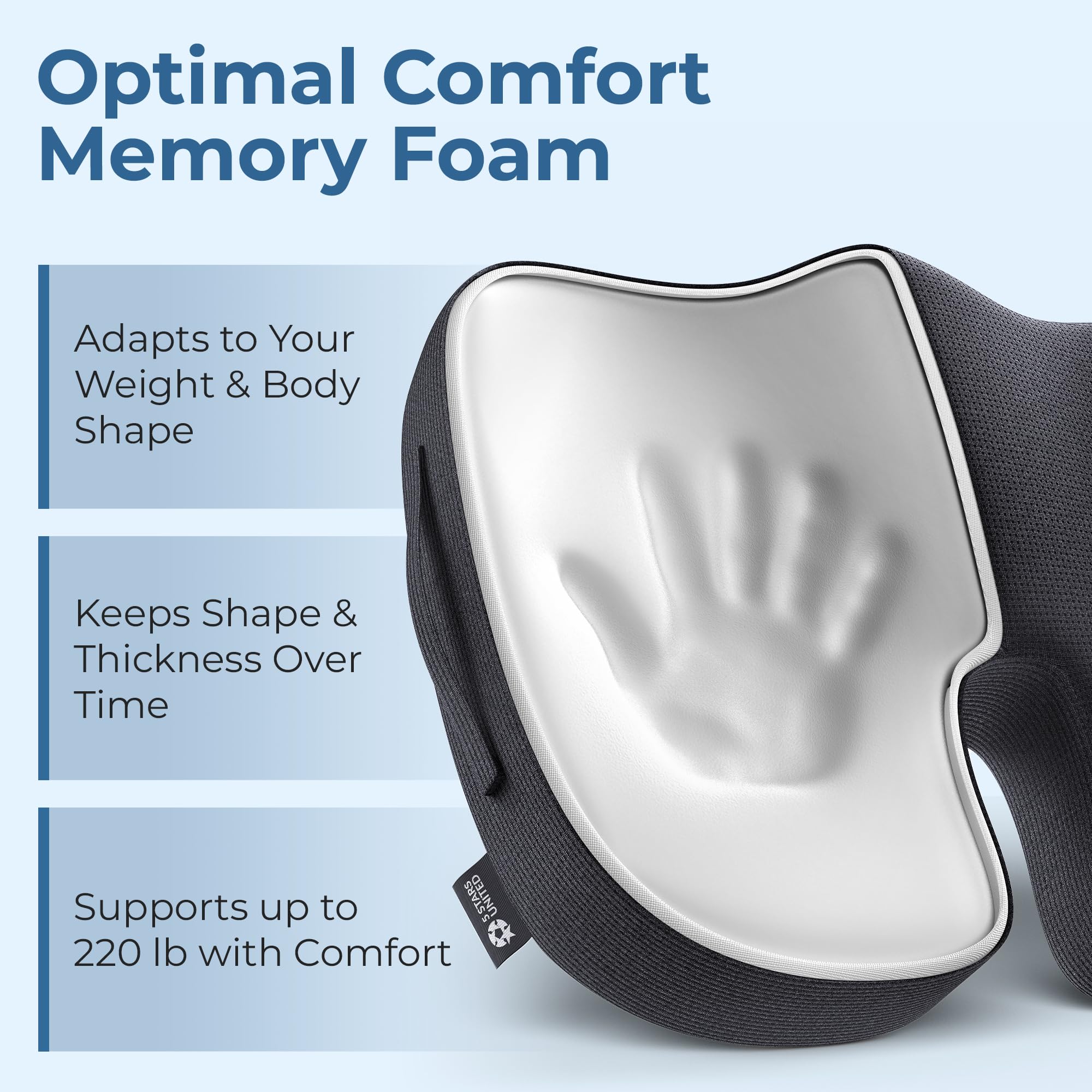 5 STARS UNITED seat cushion with non-slip base stays securely in place.