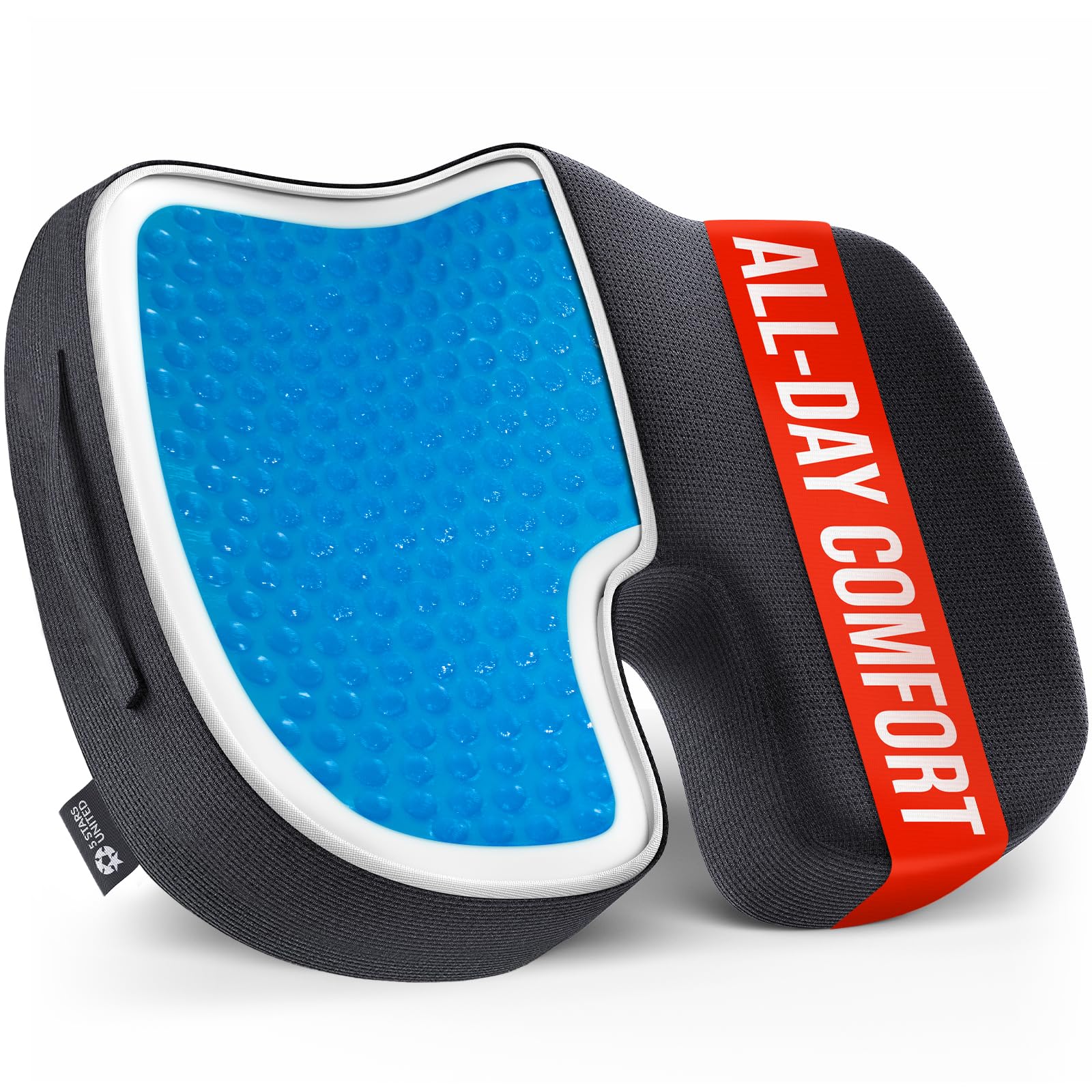 5 STARS UNITED seat cushion provides tailbone support for all-day comfort