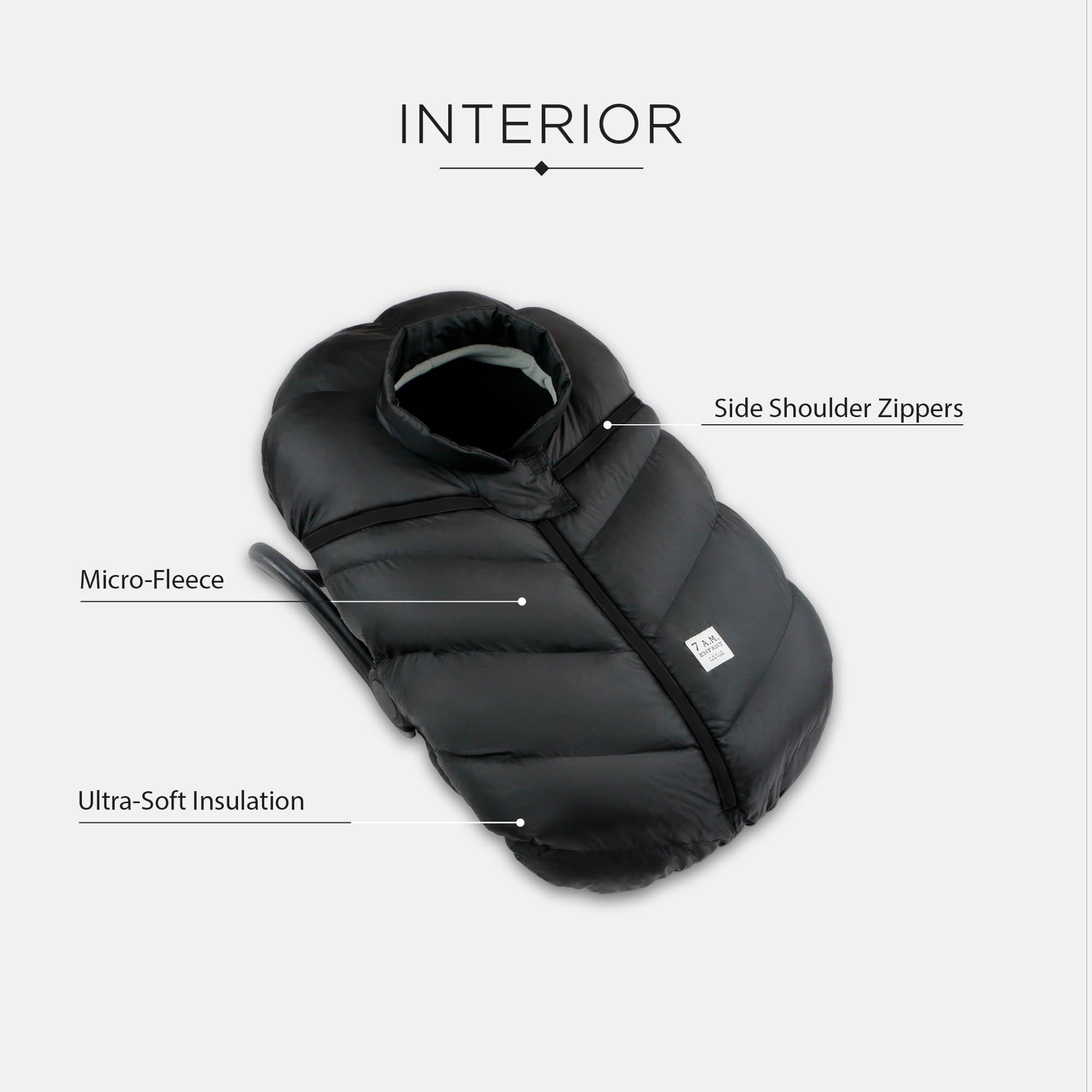 7 A M Cocoon center zipper for fast access to baby