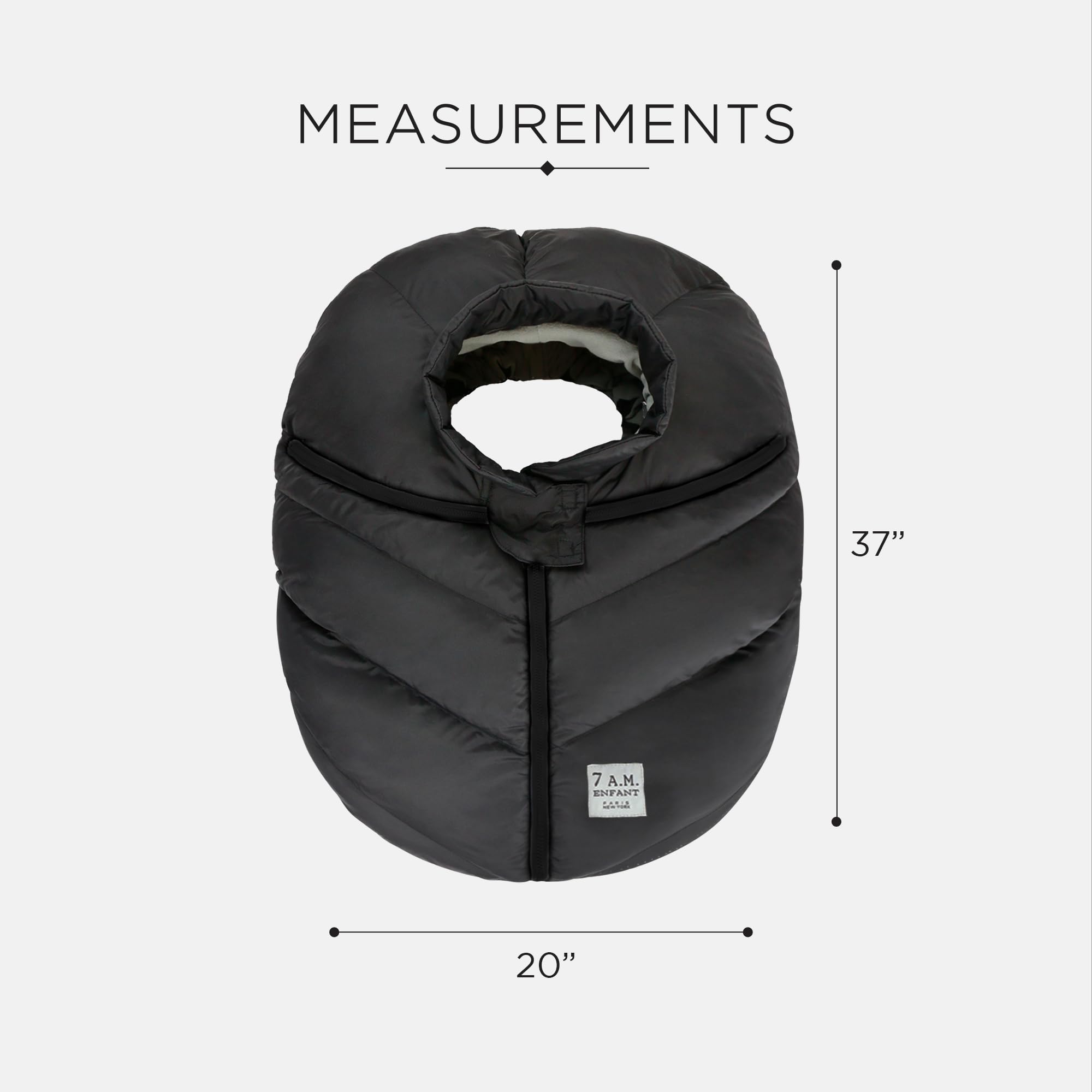7 A M Cocoon side zippers for uncovering baby's head when needed
