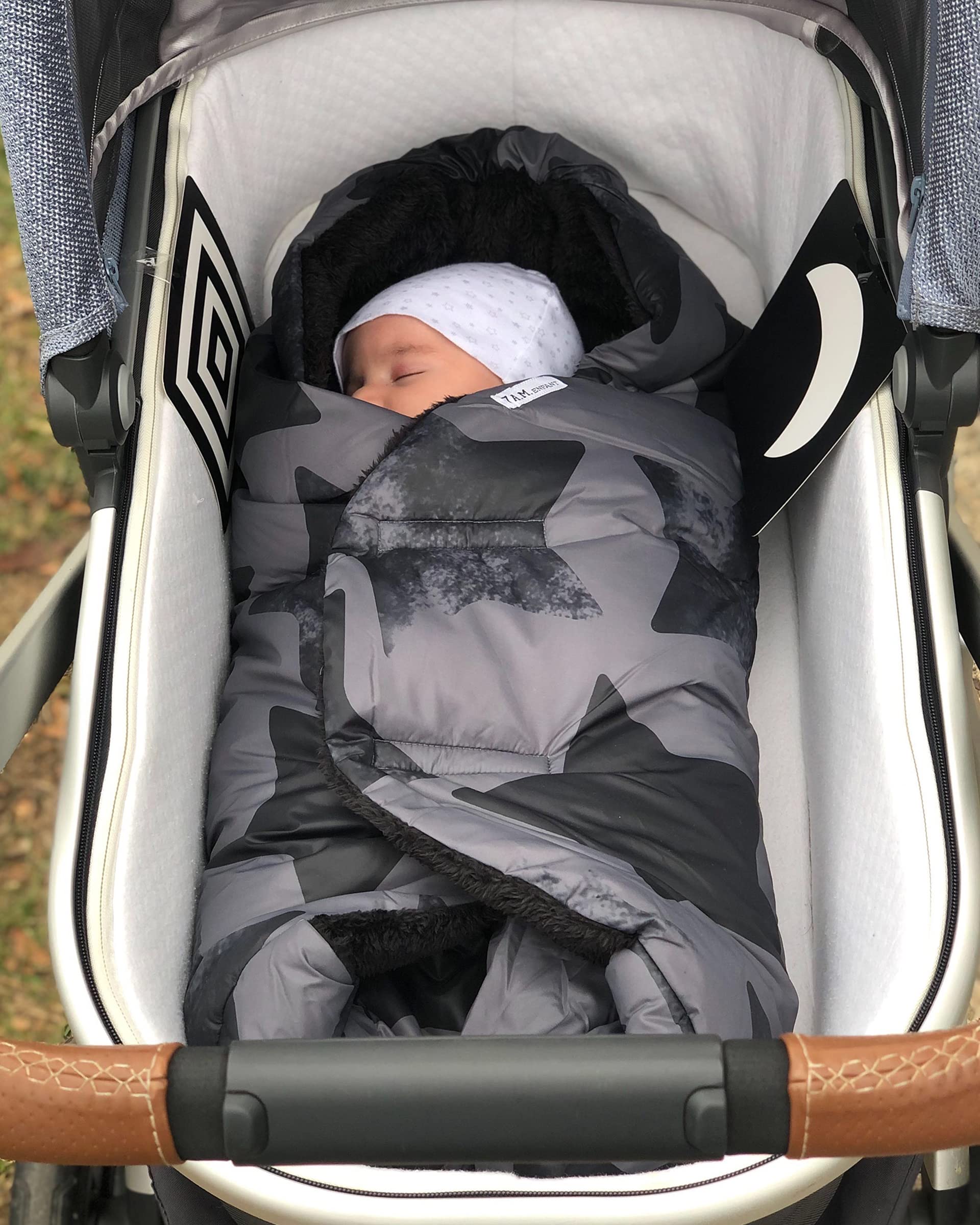 7AM Enfant car seat cover protects from wind and light chill.