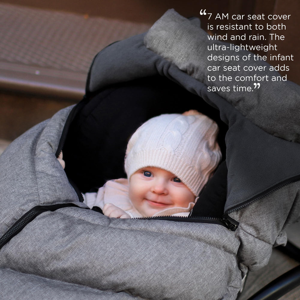 7 A.M. Cocoon cover universal fit fits most infant car seats.