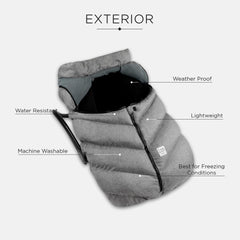 7 A.M. Cocoon cover water-repellent shell shields against rain.