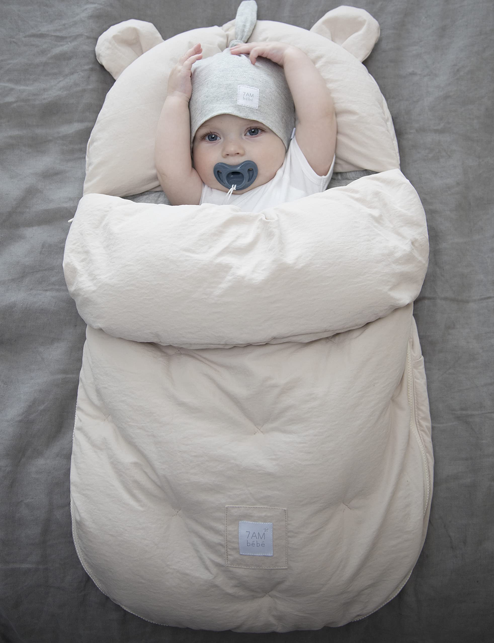 7AM Enfant footmuff plush micro-fleece lining provides cozy warmth