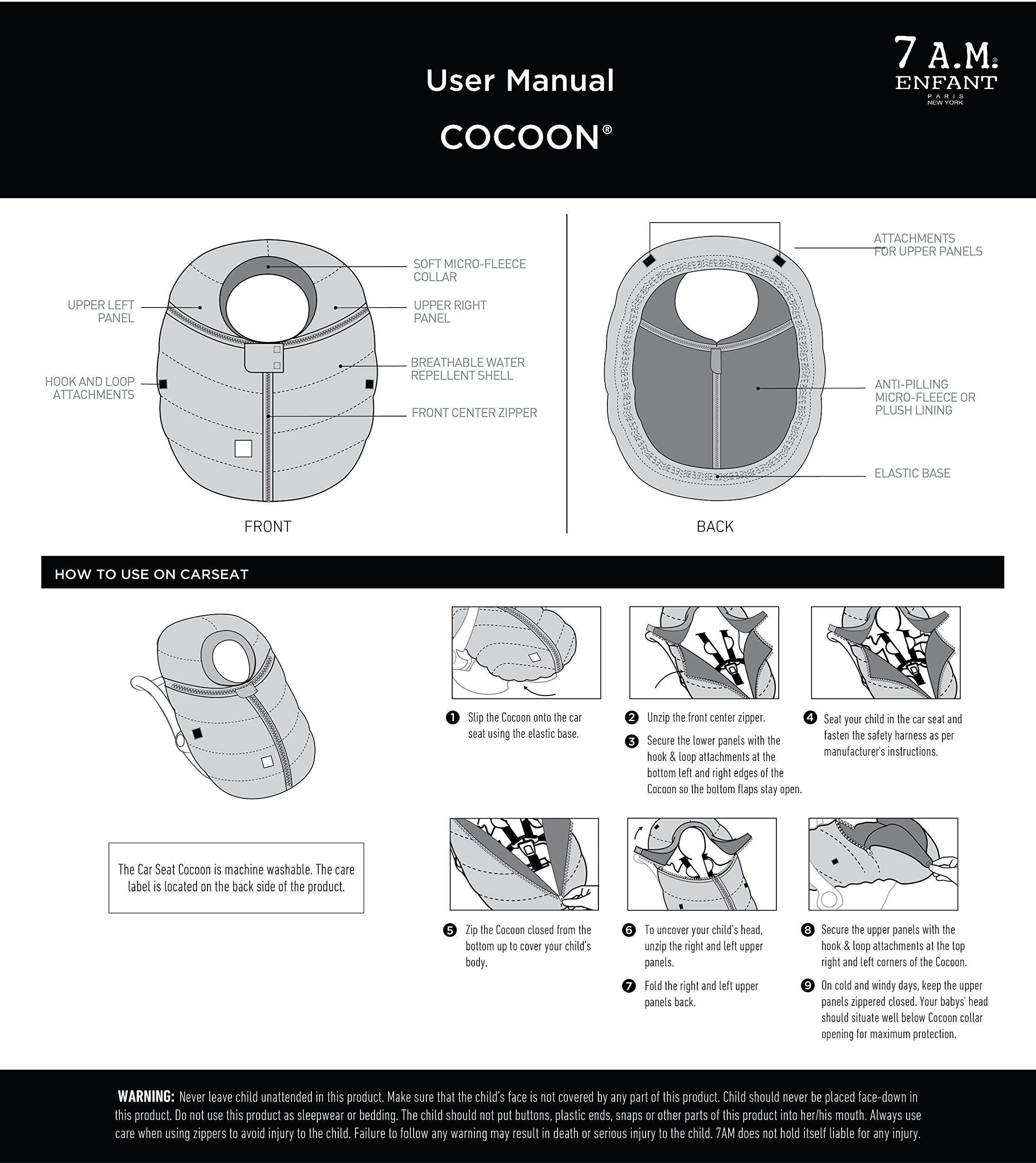 Machine-washable 7AM Enfant cocoon for simple cleaning after outings