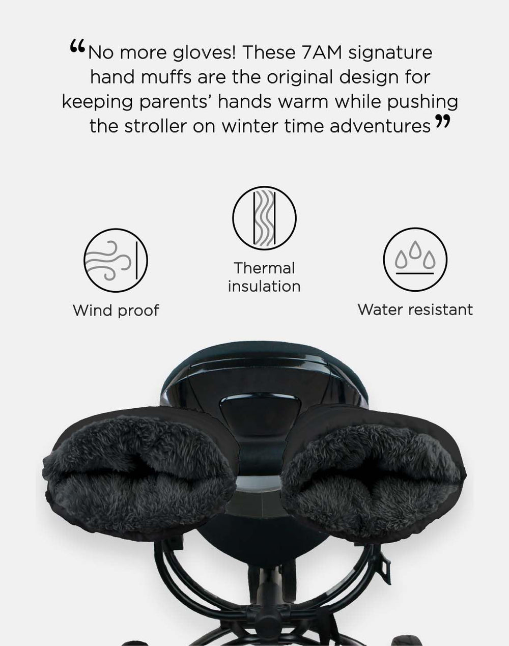 7 A.M. Enfant Warmmuffs ideal for autumn and winter stroller walks.