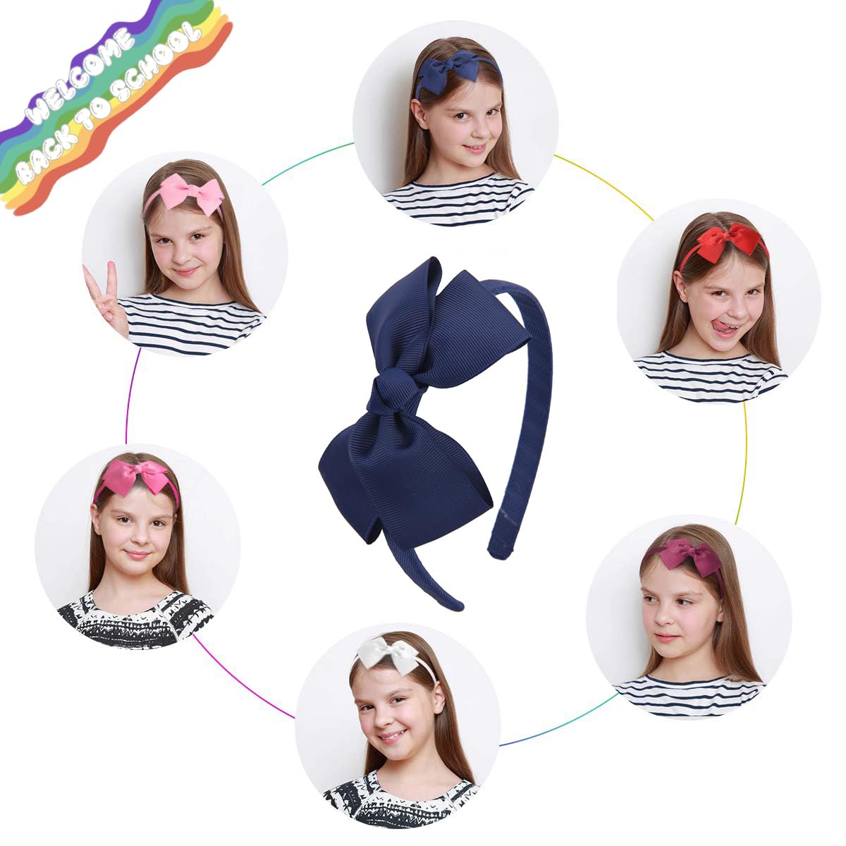 7Rainbows eco-friendly grosgrain headband in navy for soft, durable wear