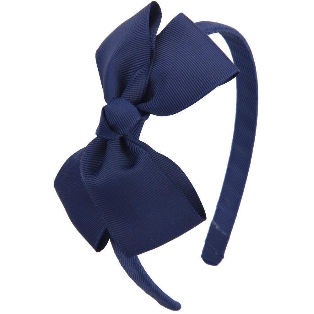 7Rainbows navy blue bow headband for girls keeps hair neatly away during school
