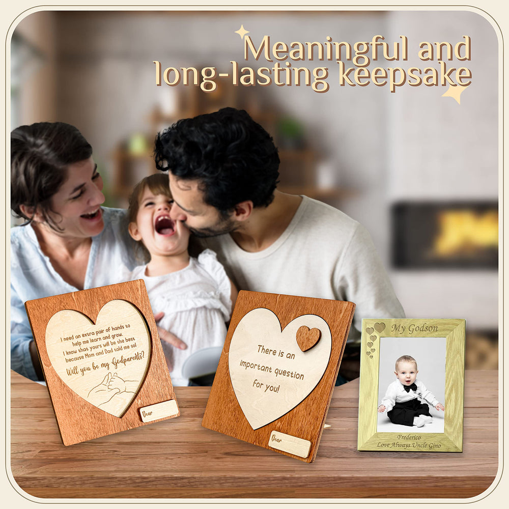 97 Decor godparents cards with spaces for baby photos for baptism memories.
