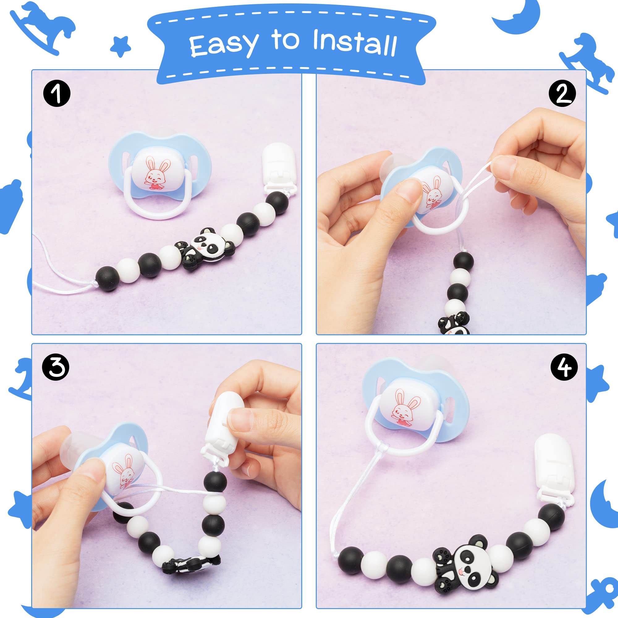 9tilight elephant pacifier clip provides teething massage and secure attachment