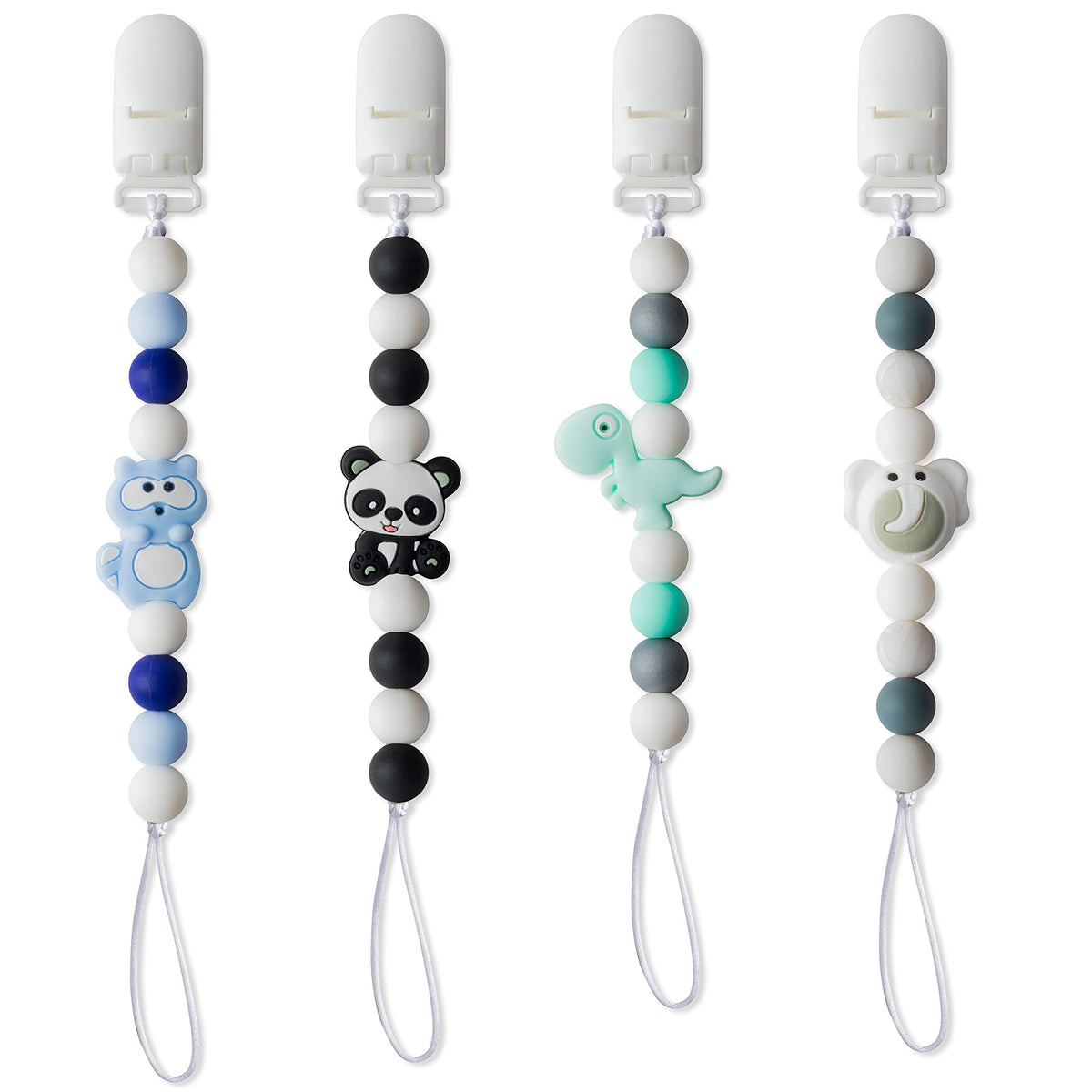 9tilight panda pacifier clip with silicone beads for teething relief