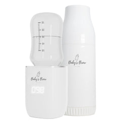 Baby's Brew Bottle Warmer Pro front view highlights compact travel-ready design for quick feeds.