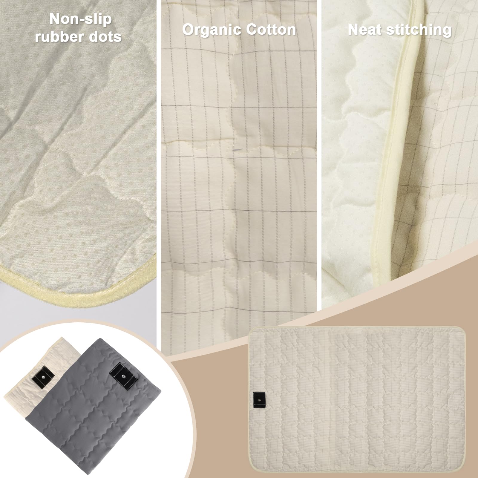 LOYDBDT grounding pad on bed sheets suggests easy integration with sleep setup