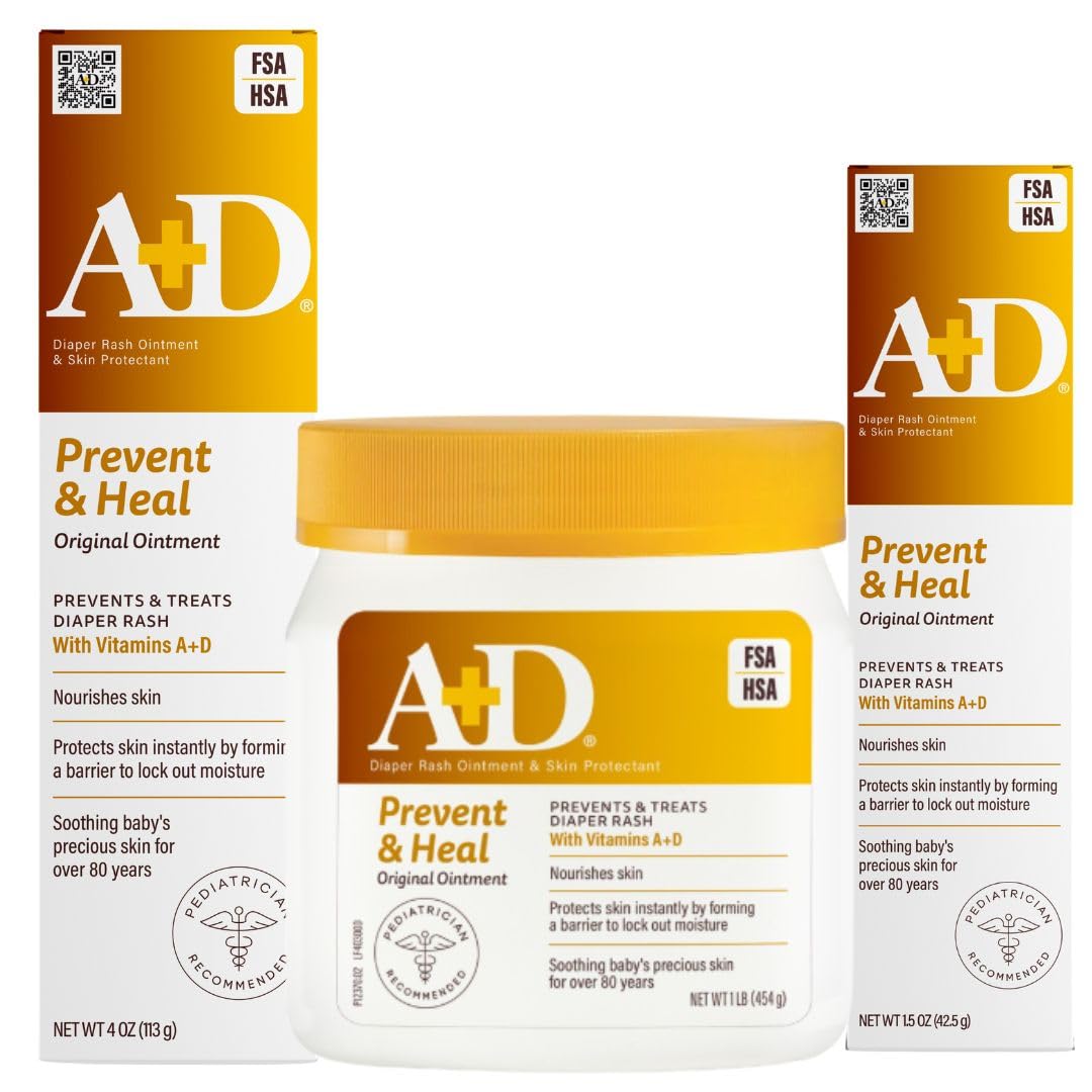 A+D diaper rash ointment 16oz jar illustrating thick protective barrier for sensitive skin.