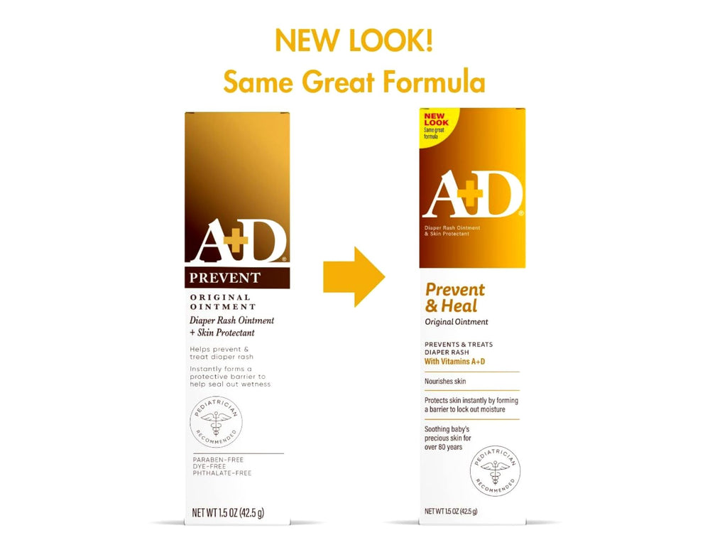 A+D Original Ointment label close-up highlights product name and usage hints.