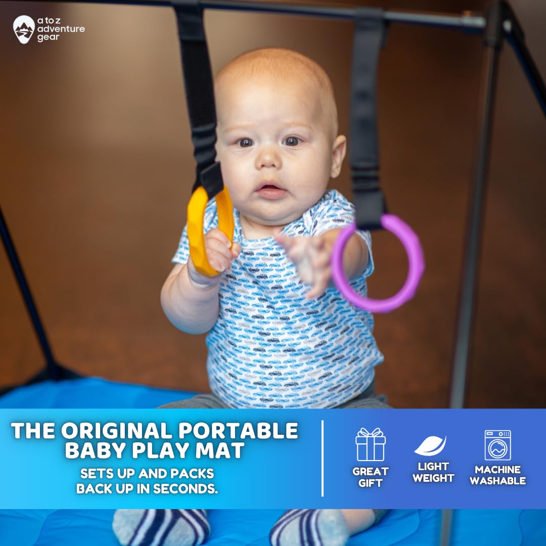 A to Z Adventure Gear Lay and Play Mat folds compactly, fitting a diaper bag.