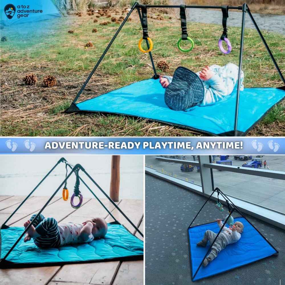 A to Z Adventure Gear Lay and Play Mat supporting tummy time on the mat.