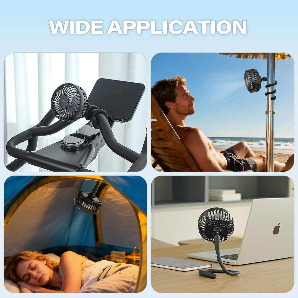 In-use on a stroller, the fan delivers a steady breeze.