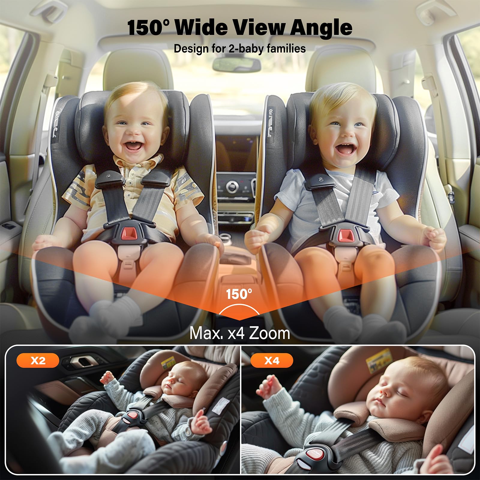 A2C Wireless Baby Monitor dual battery supports long drives and overnight use.