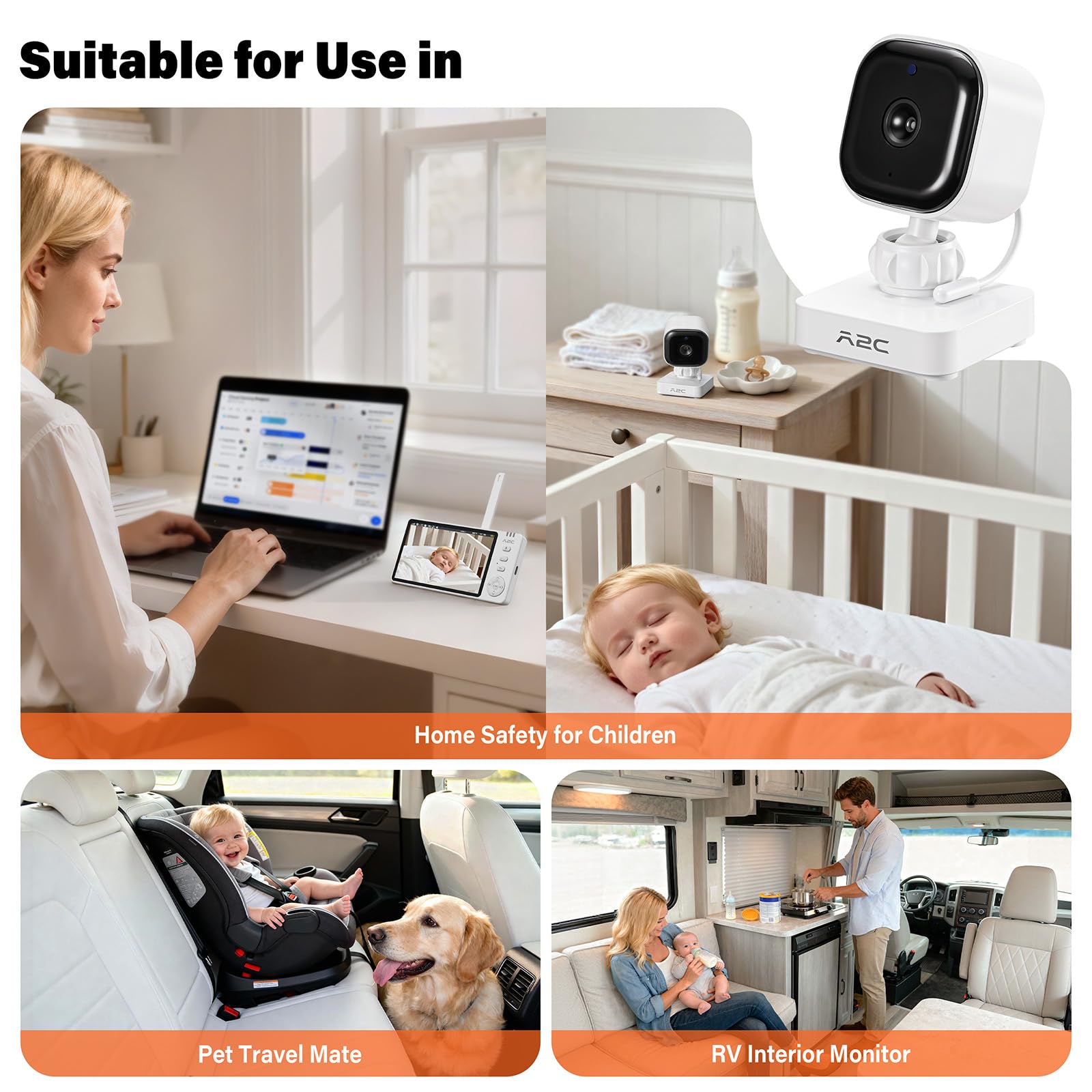 A2C Wireless Baby Monitor for home and car includes two-way audio.