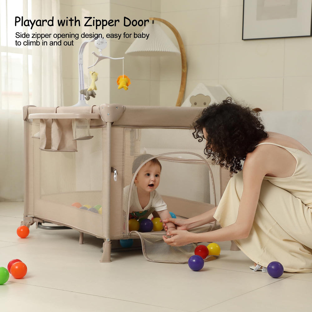 A2DAO foldable travel playard with convenient pouch.