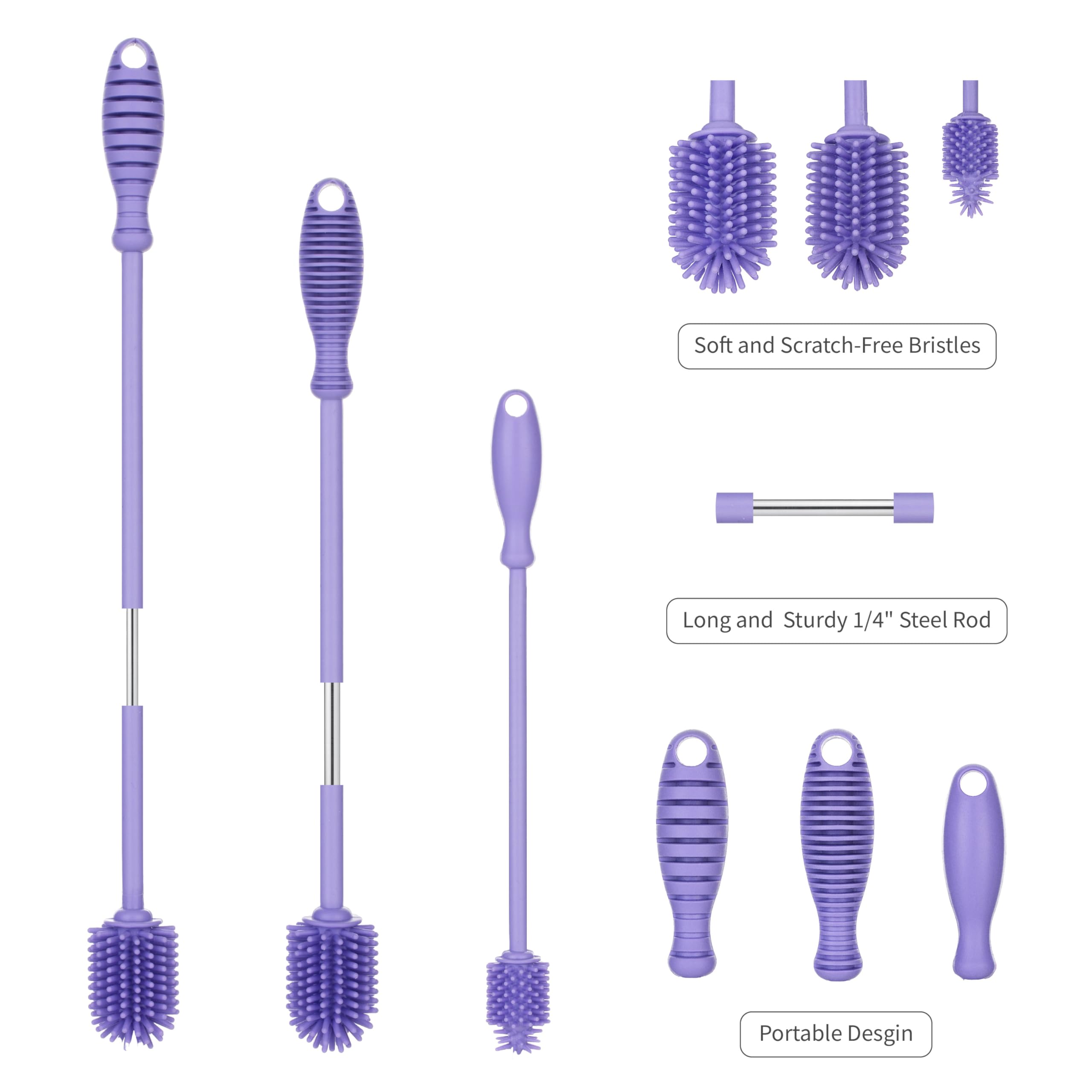 A2S Protection non-absorbent silicone brush keeps bottle interiors clean.