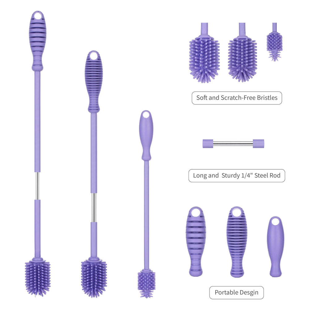 A2S Protection non-absorbent silicone brush keeps bottle interiors clean.