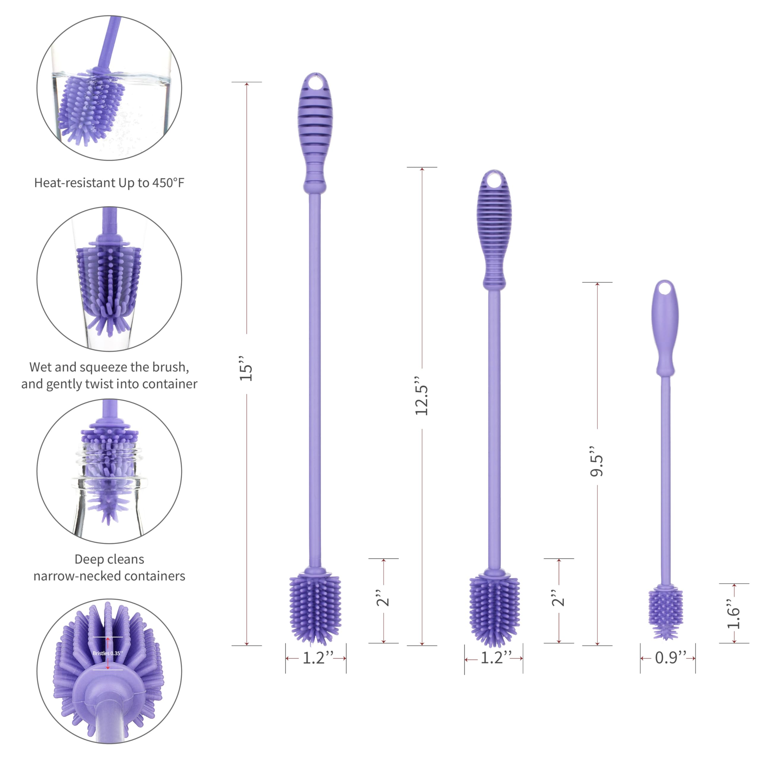 A2S Protection silicone bottle brush for cleaning narrow openings.