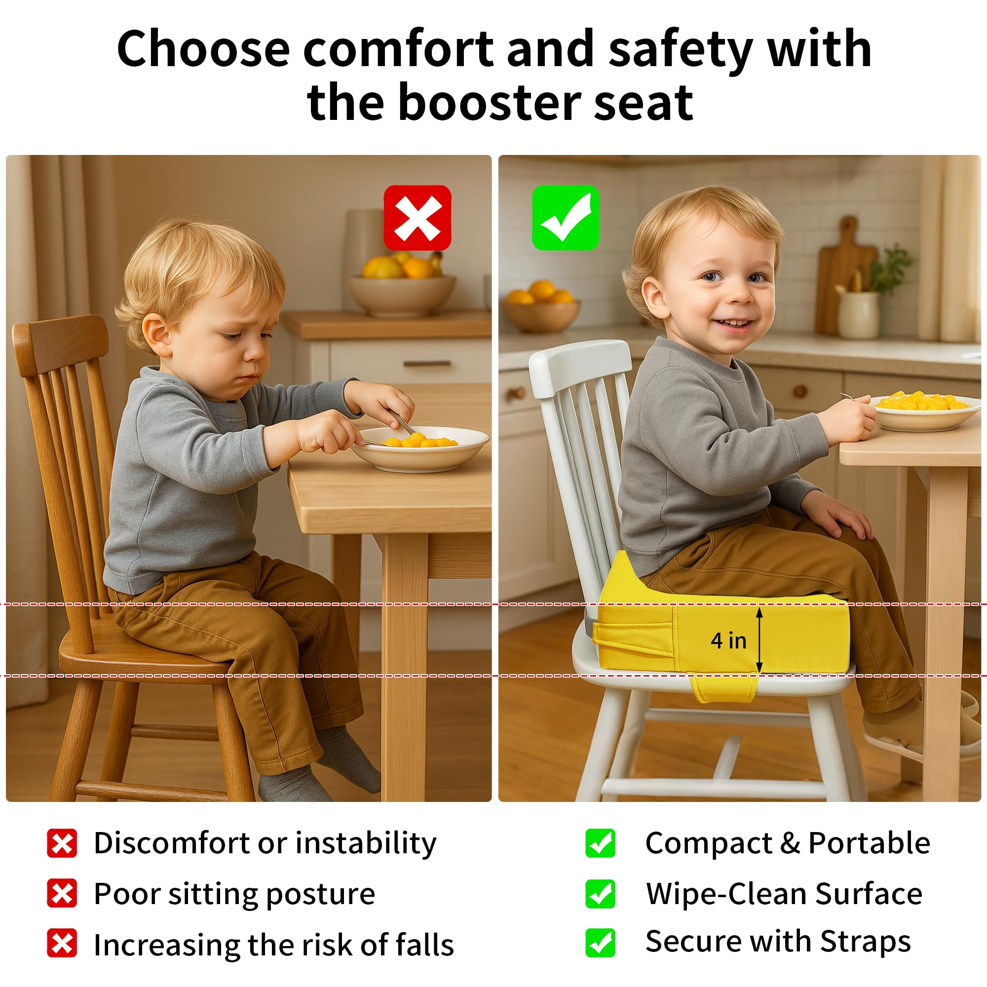 AAAini booster seat detachable cover in yellow for easy cleaning.