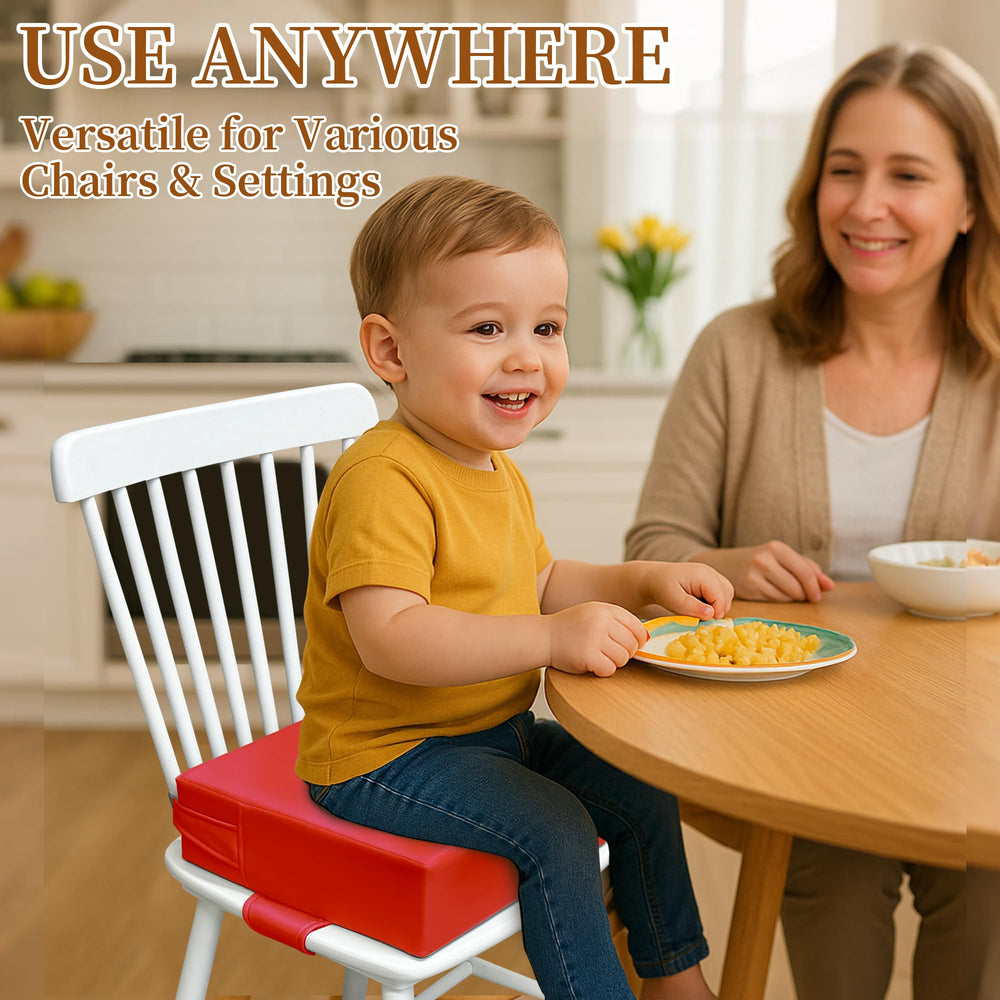 AAAini booster seat safety belts securing to chair for safety during meals