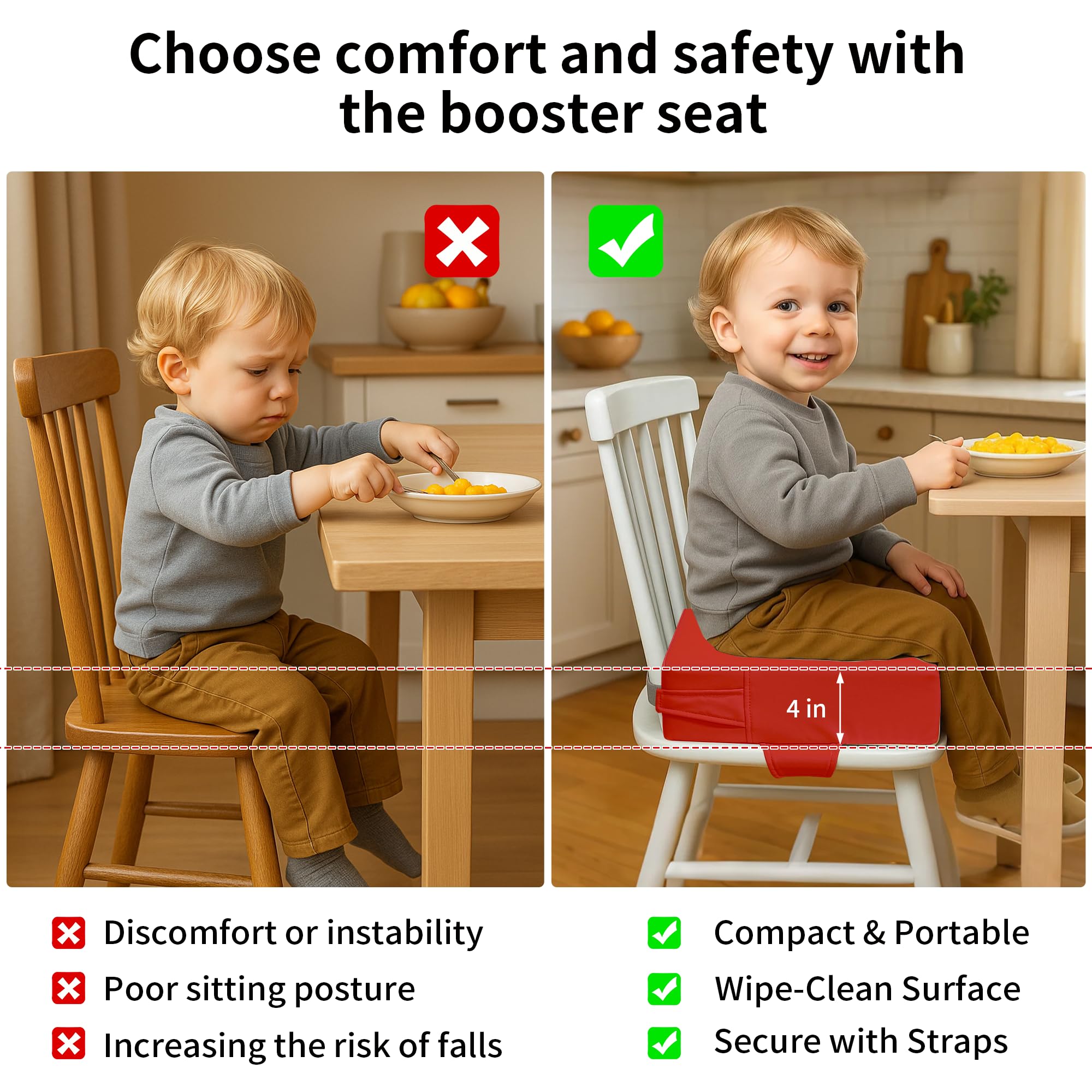 AAAini booster seat with detachable washable cover for easy cleaning