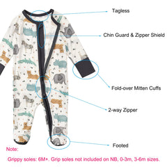 Aablexema baby footed coverall in solid gray, snug and easy to mix with other outfits.