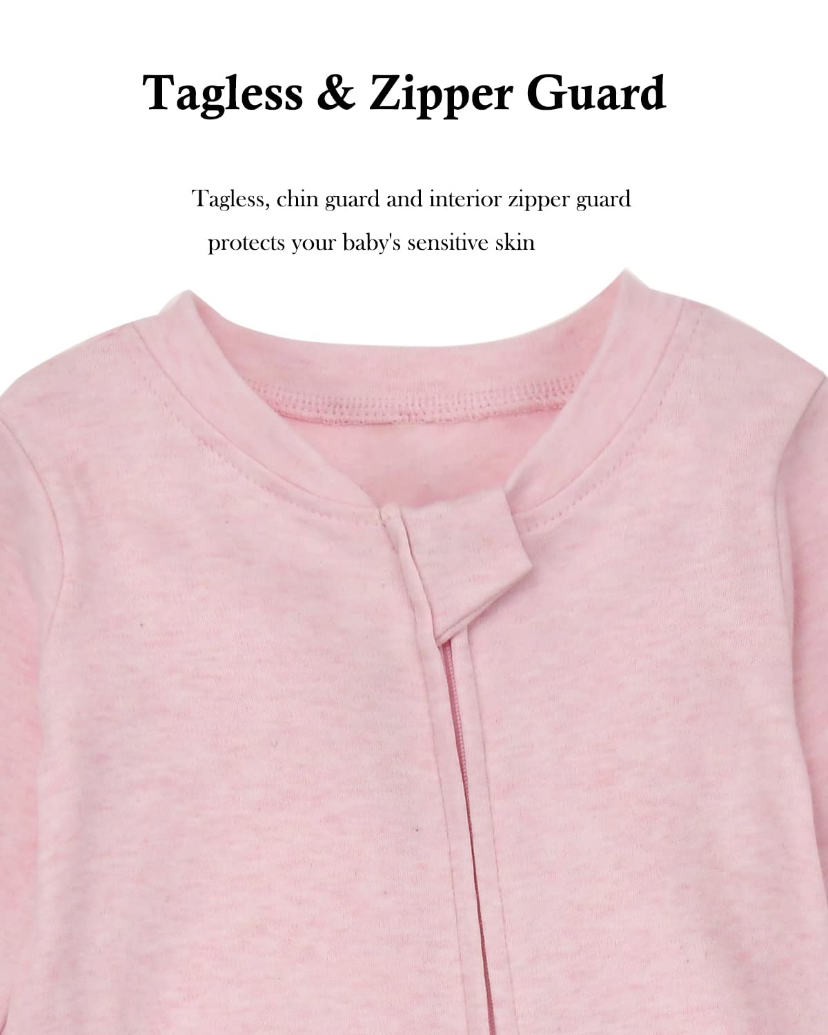 Aablexema pink footie pajamas with grip feet for secure movement.