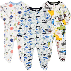 Aablexema baby footie pajamas in space pattern for soft, breathable sleep