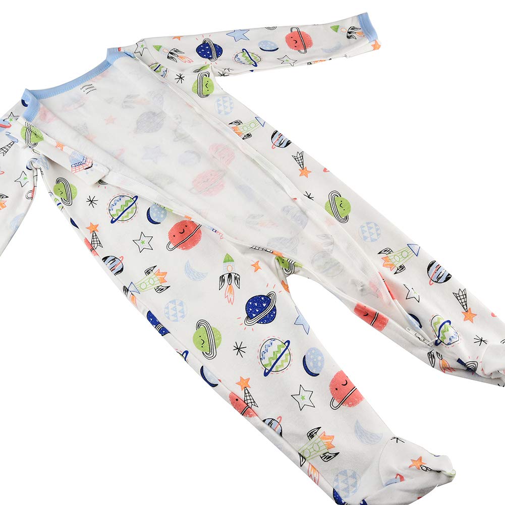 Aablexema whale-pattern footie suit provides snug bedtime warmth