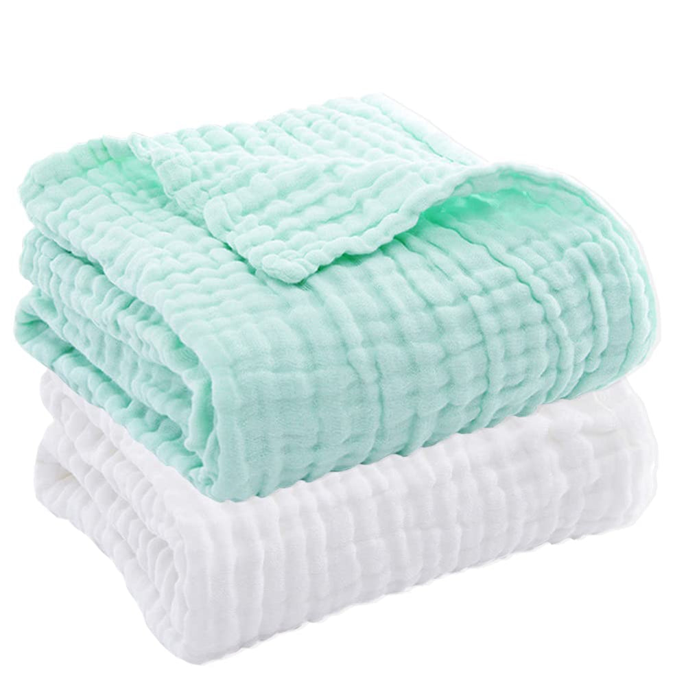 Aablexema baby muslin bath towels 2-pack, large 43x43 inches for newborns and toddlers