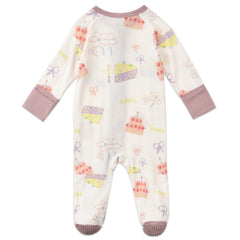 Aablexema fold-over mittens on infant pajama for scratch protection