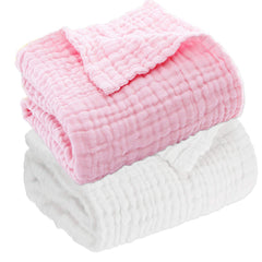 Aablexema muslin baby blanket close-up texture highlighting breathable six-layer fabric.