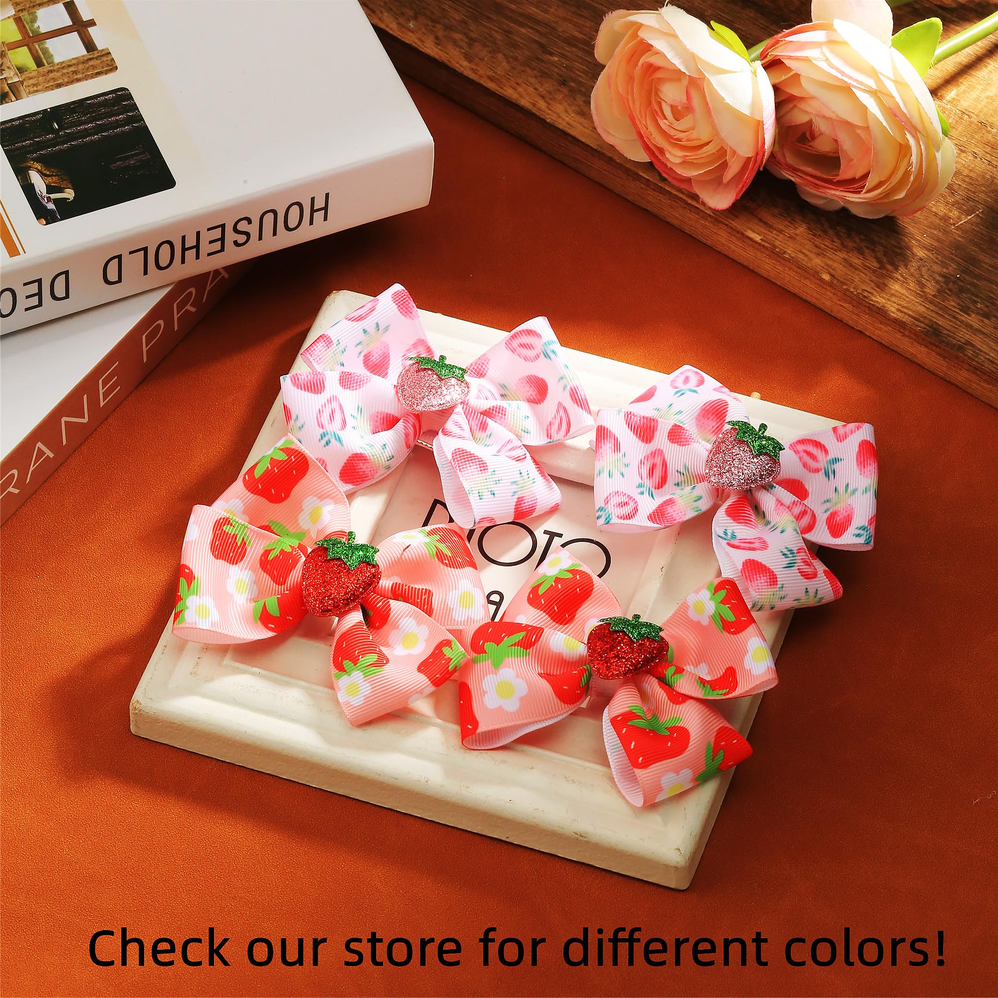 AACKS strawberry bows add color to kids' school outfits.