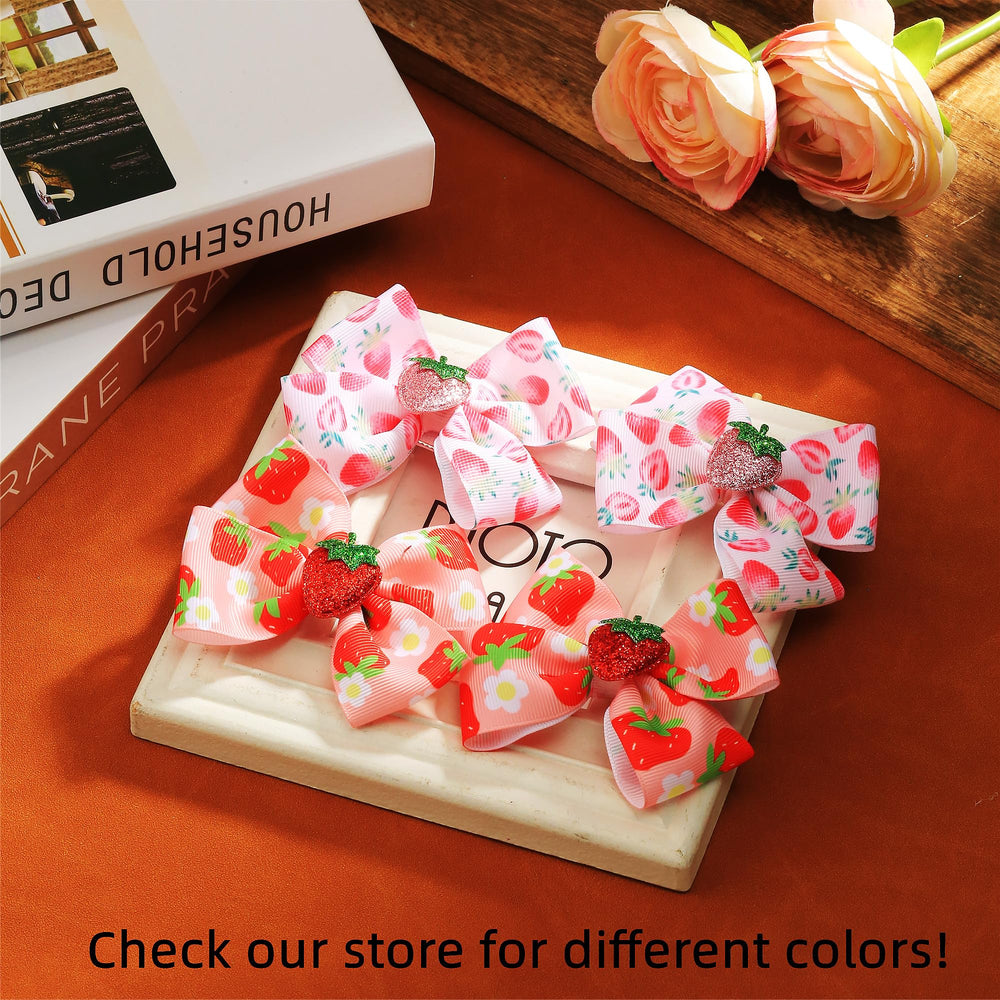 AACKS strawberry bows add color to kids' school outfits.